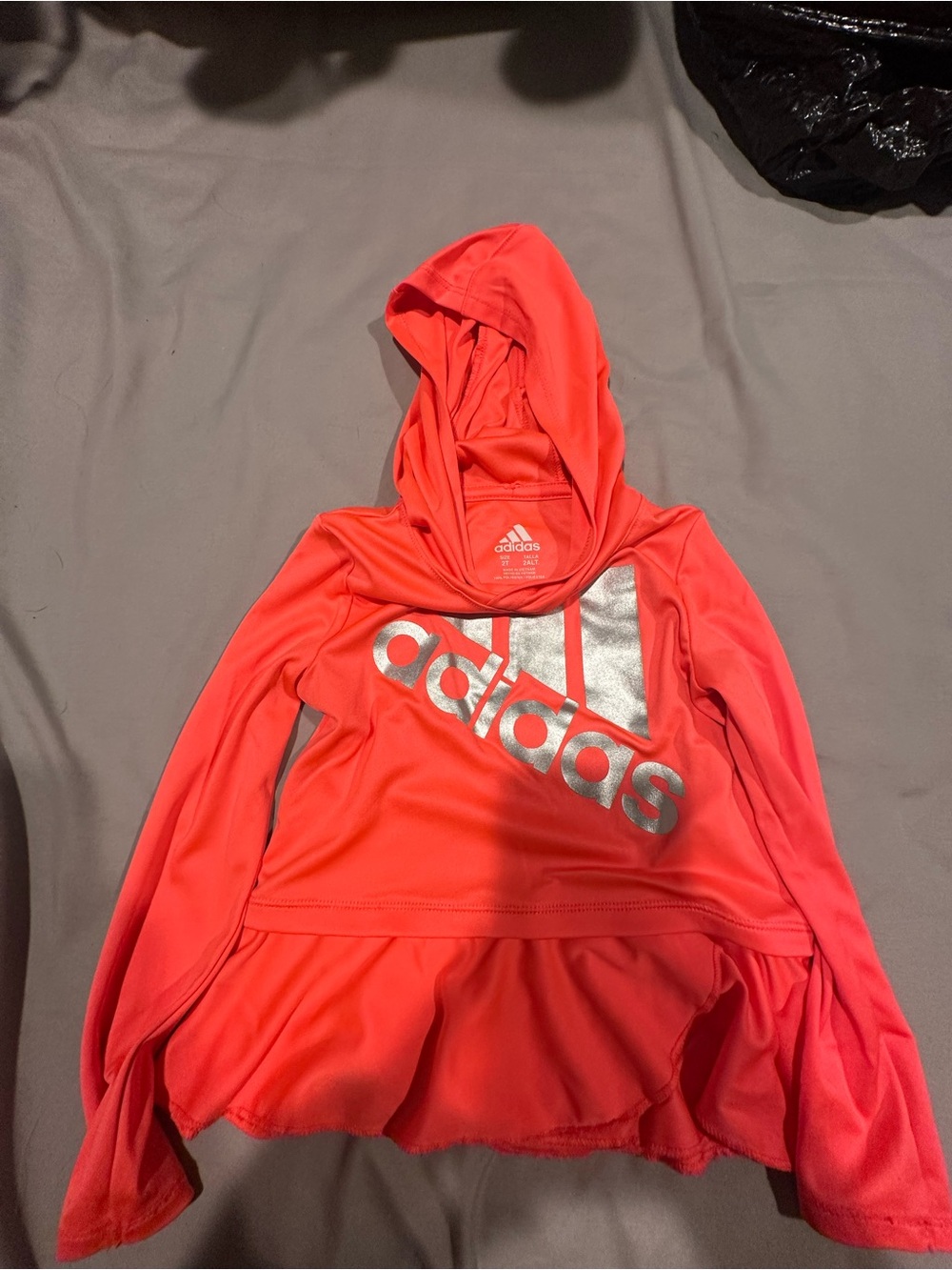 adidas Girls' Neon Coral Hoodie with Silver Logo